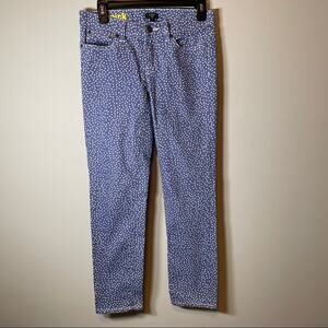 J. Crew Purple White Polka Dot Toothpick Mid‎ Rise Jeans 27